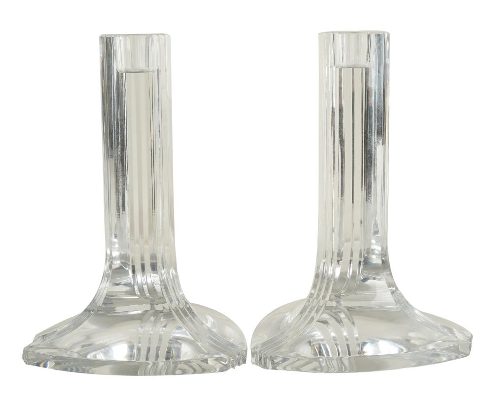 PAIR OF BACCARAT CRYSTAL CANDLESTICKSeach 33206a