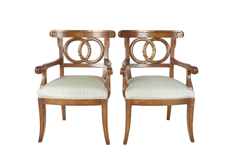 PAIR OF NEOCLASSIC-STYLE OPEN ARMCHAIRSlate