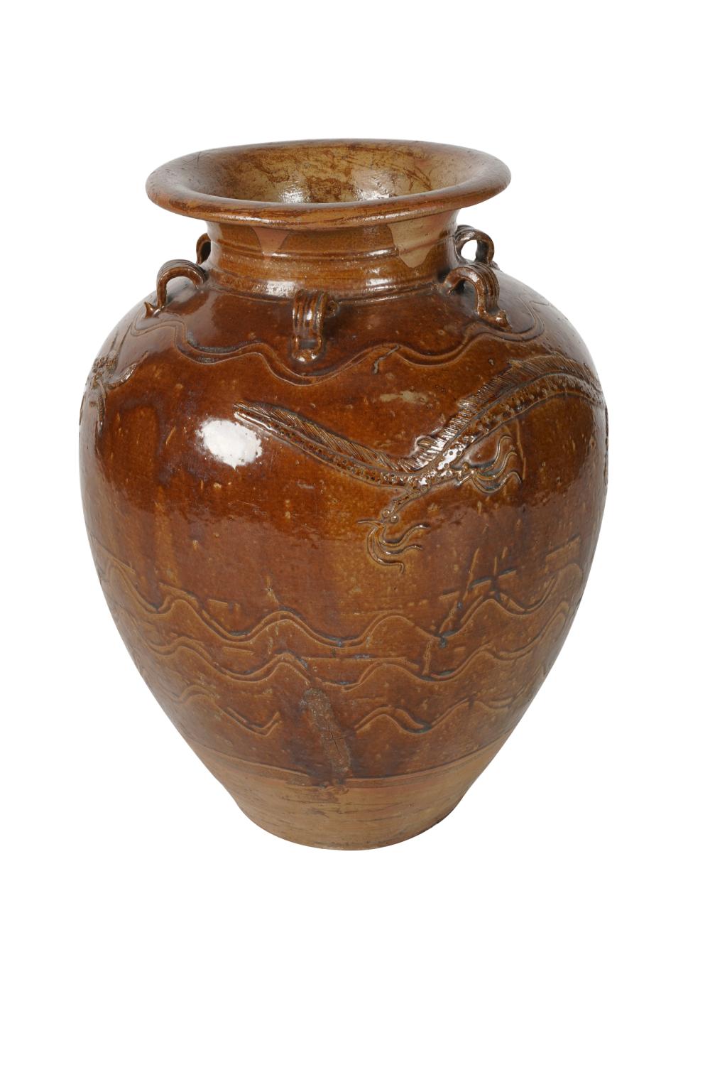 CHINESE-STYLE BROWN-GLAZED CERAMIC