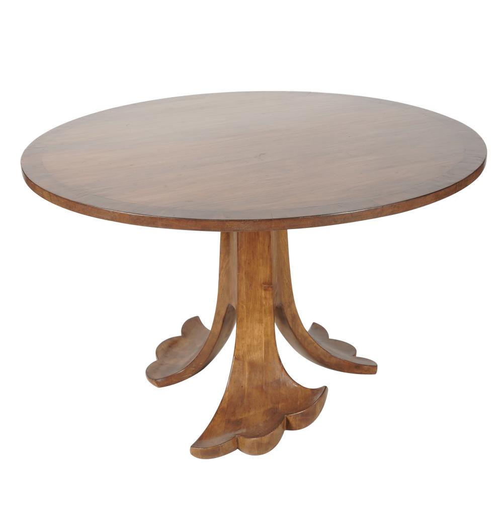 ROUND WALNUT TABLE20th century; unsigned;