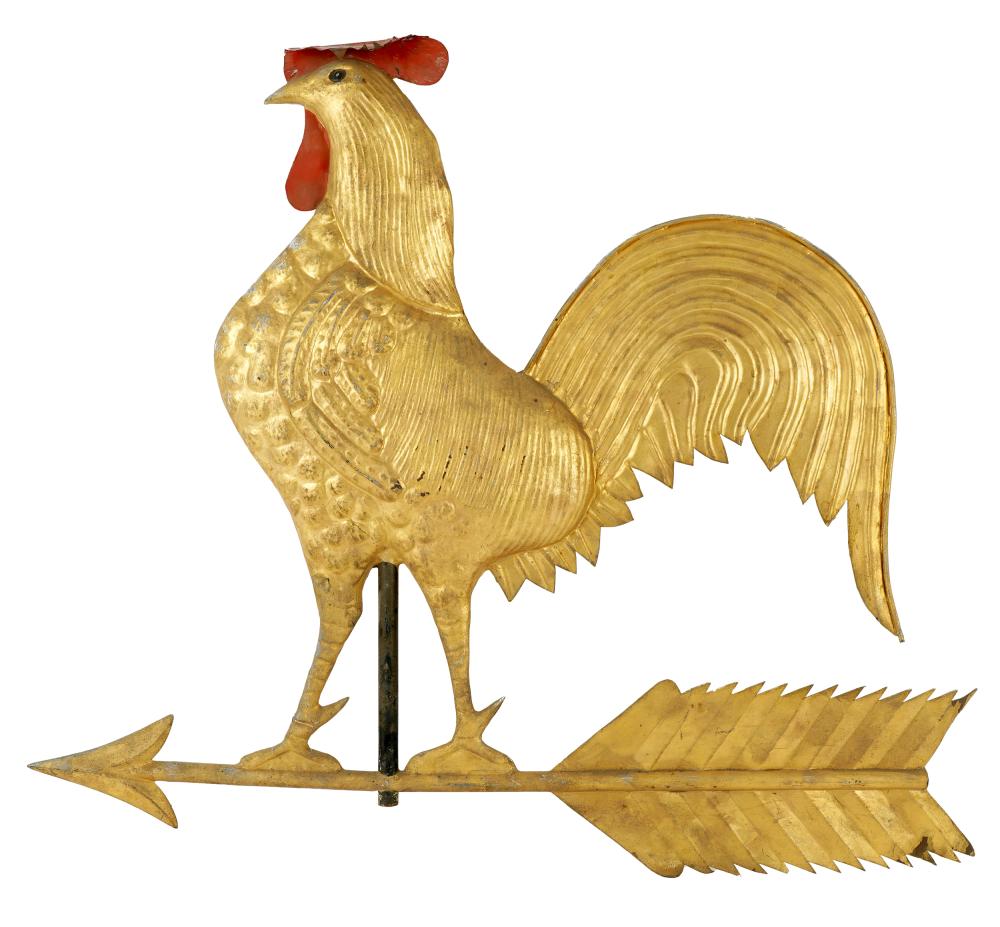 GILT PAINTED METAL ROOSTER WEATHERVANEProvenance  332125