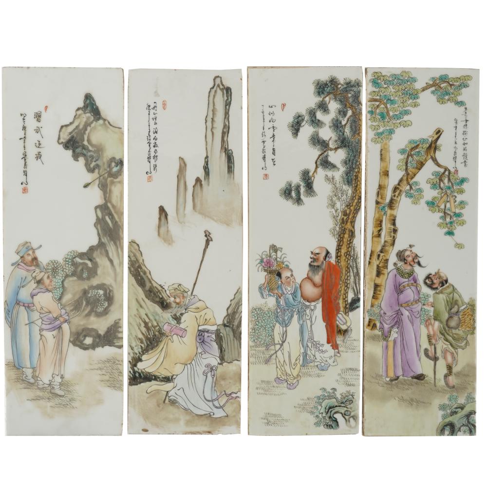 FOUR CHINESE PORCELAIN PANELSeach