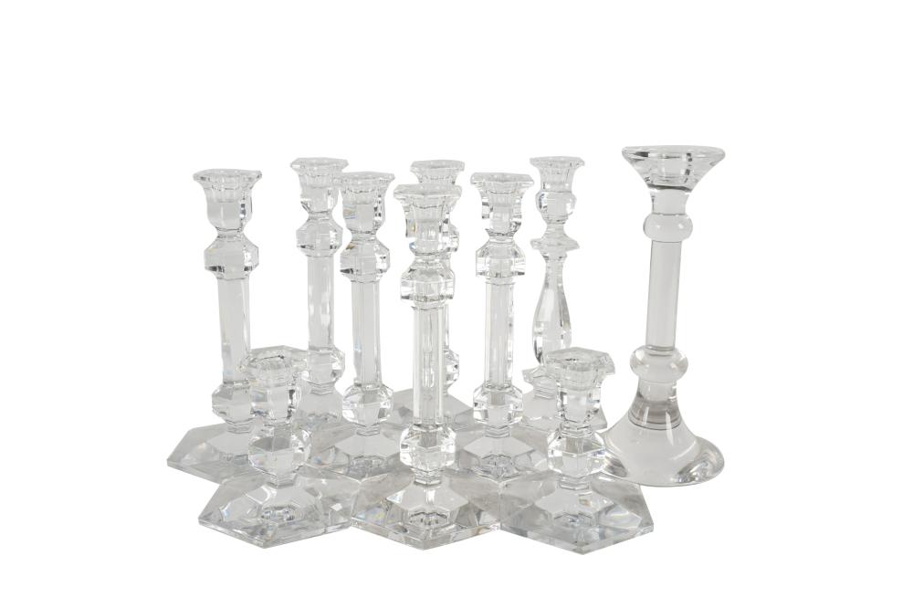 SIX VAL ST LAMBERT GLASS CANDLESTICKSeach