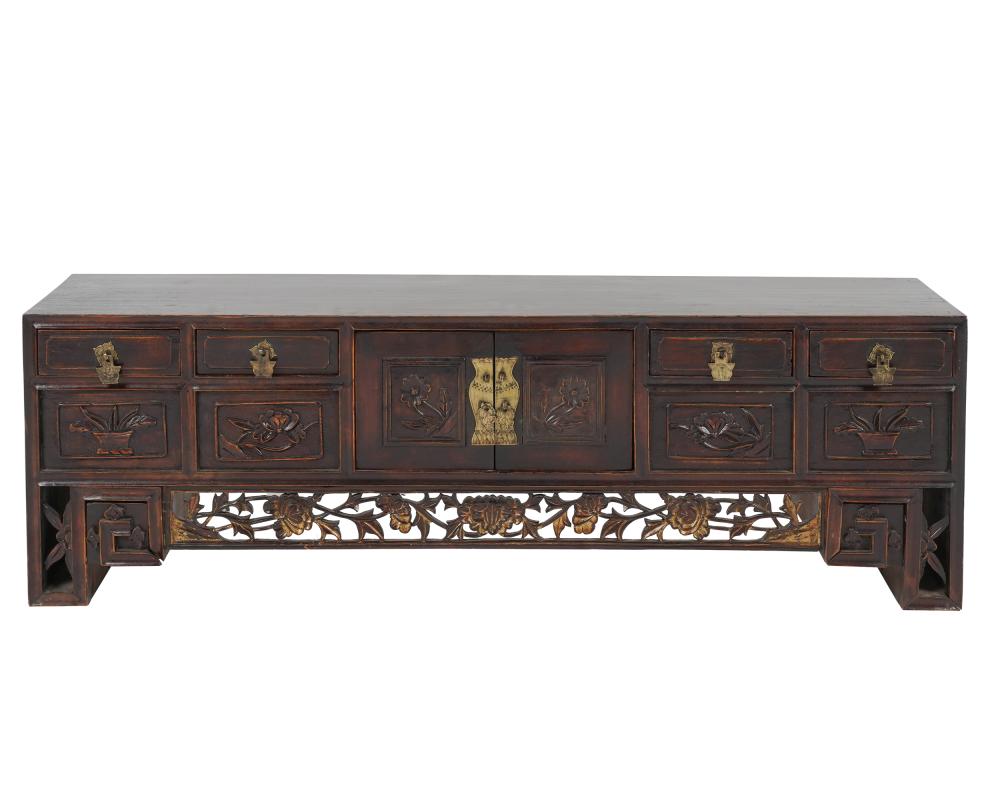 CHINESE CARVED WOOD CABINEThaving