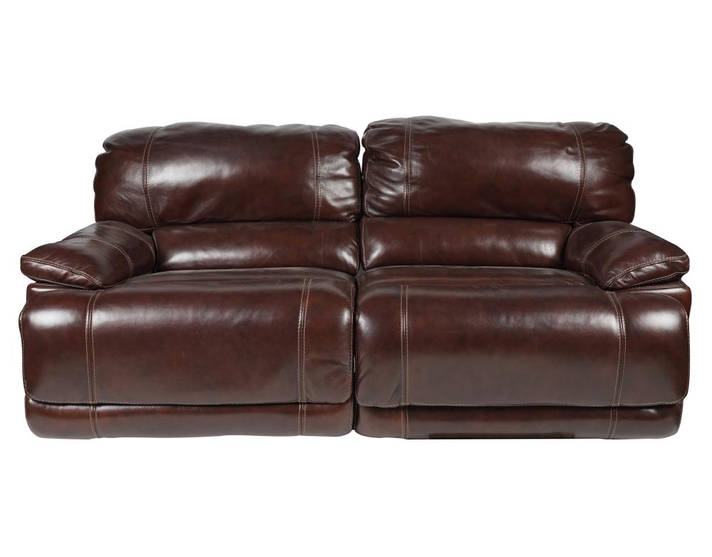 LEATHER RECLINING SECTIONAL SOFAcomprising