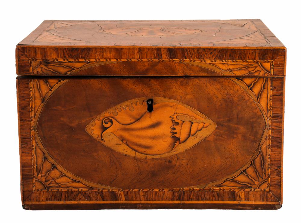 INLAID MAHOGANY TEA CADDYthe front 3321a9