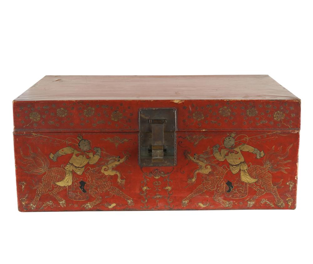 ASIAN LACQUERED GOLD LEAF TRUNKwith