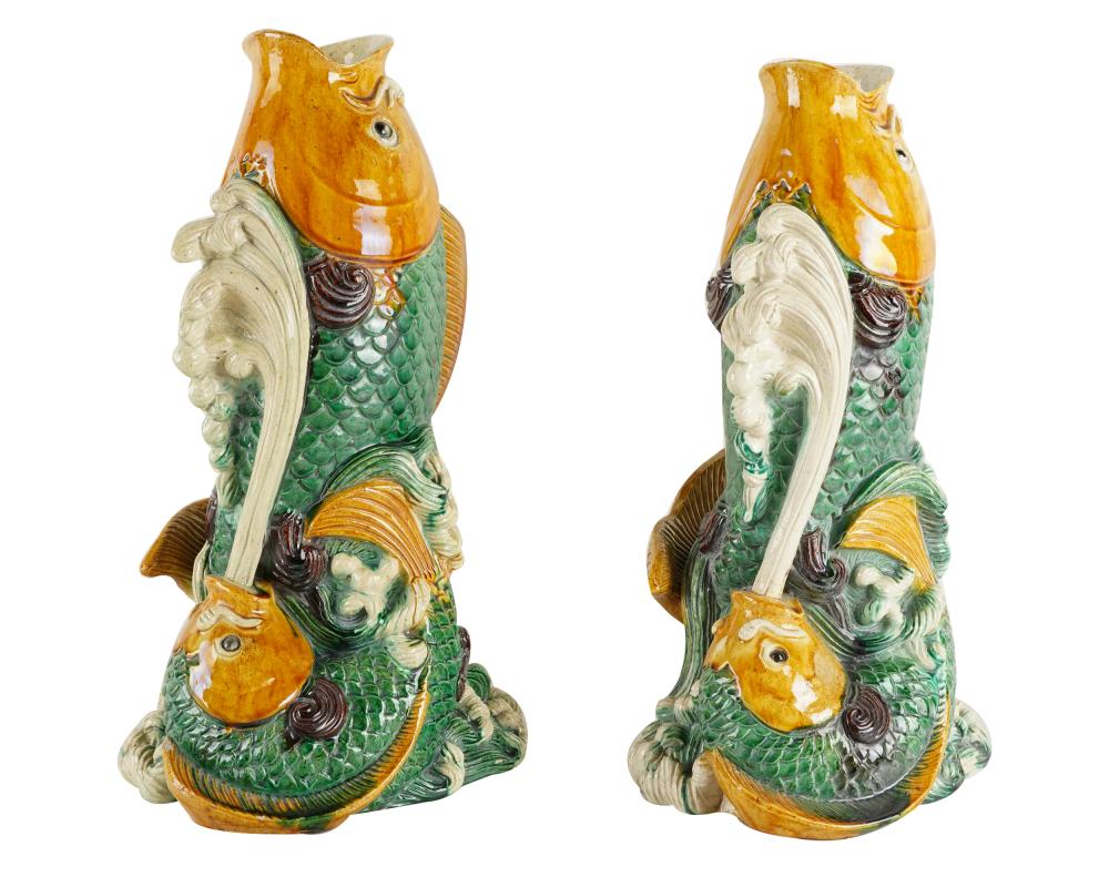 PAIR OF CHINESE POLYCHROME CERAMIC