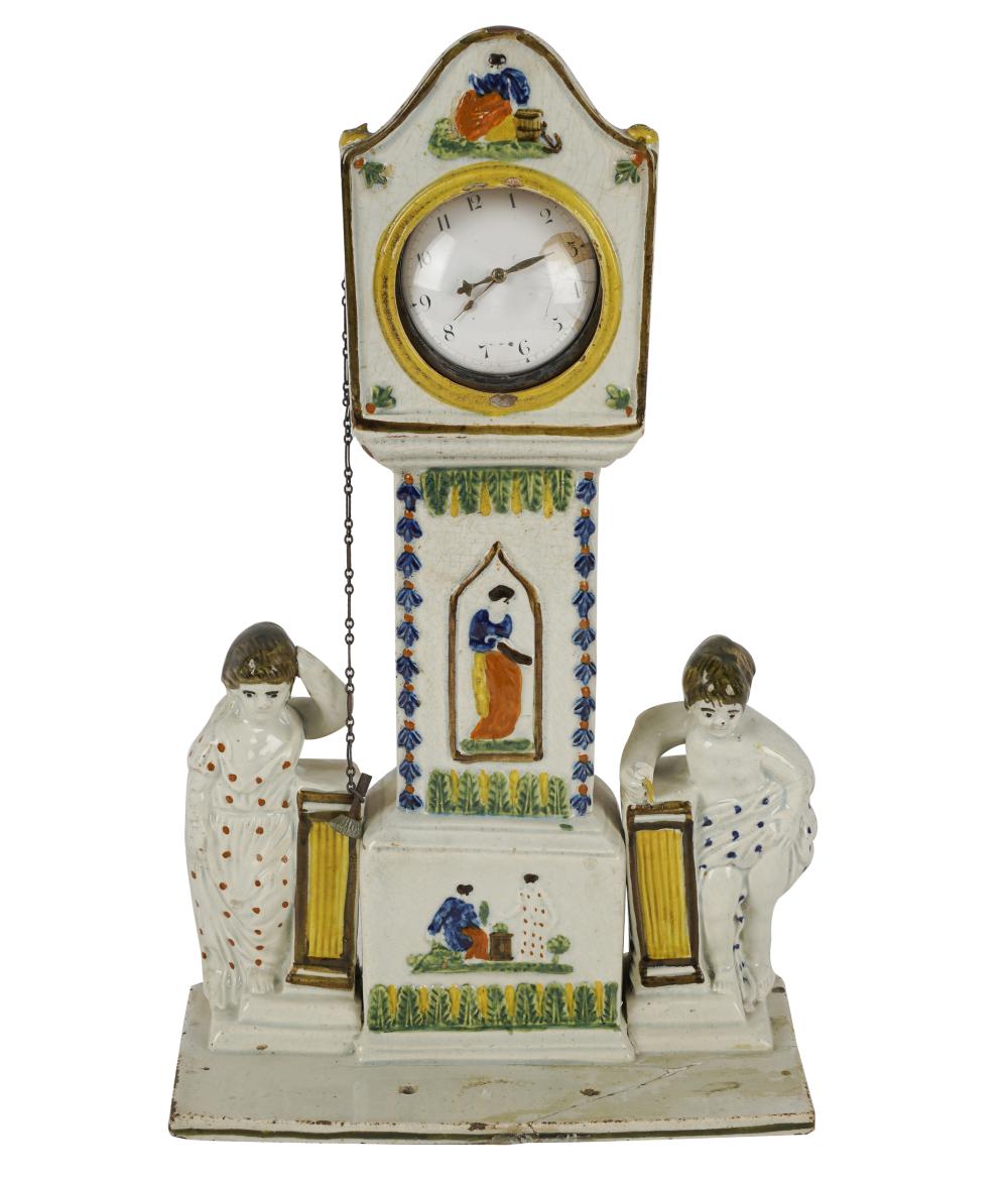 STAFFORDSHIRE POTTERY FIGURAL CLOCKunmarked  332244