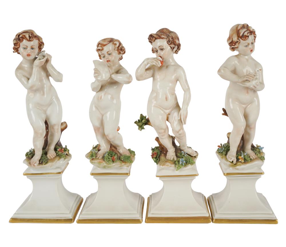 SET OF FOUR CAPODIMONTE PORCELAIN