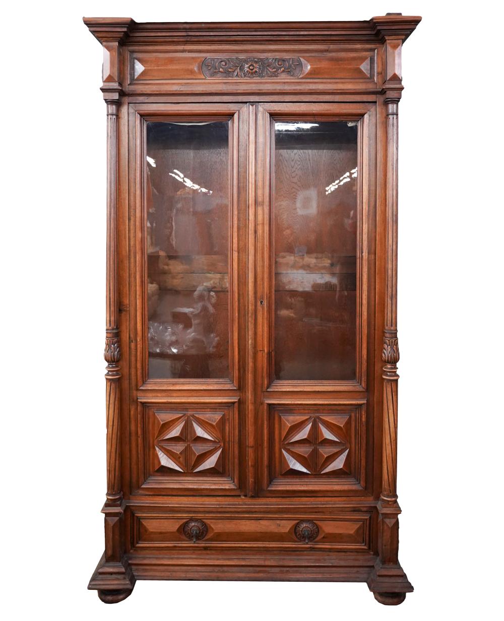 CARVED WALNUT BOOKCASE CABINETthe