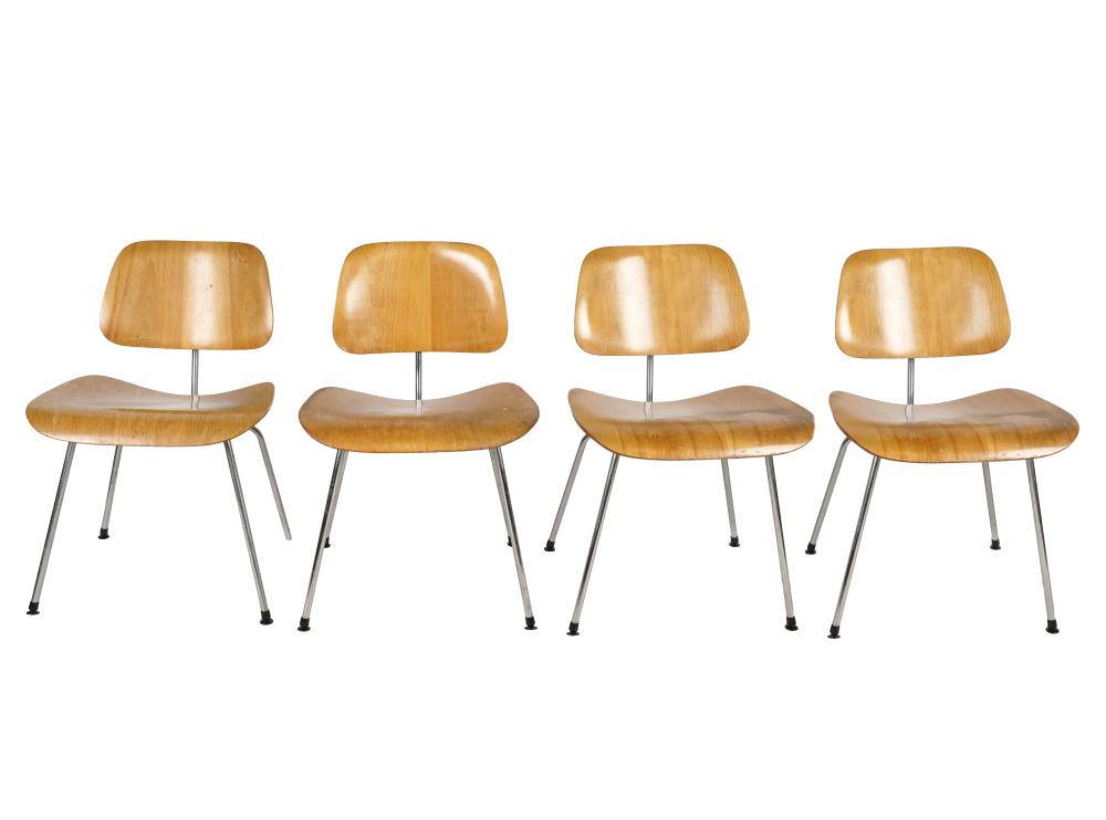 FOUR EAMES FOR HERMAN MILLER DCM CHAIRSlaminated,