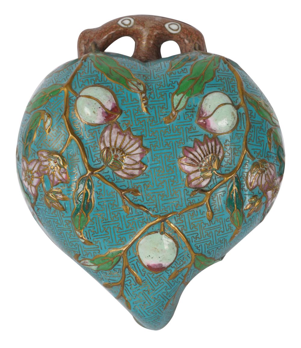 CHINESE CLOISONNE PLUM-FORM COVERED