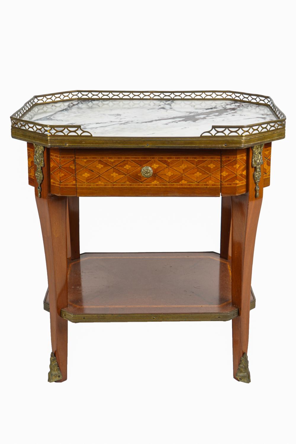 GILT METAL-MOUNTED MARBLE-TOP END