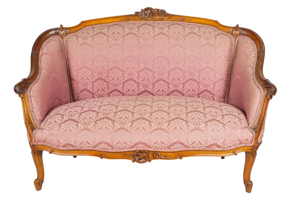 LOUIS XV STYLE CARVED WOOD CANAPEcovered