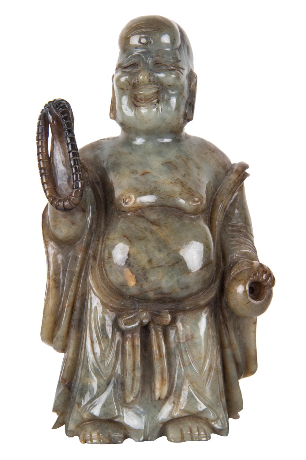 CHINESE CARVED GREEN STONE FIGUREdepicting 33233c