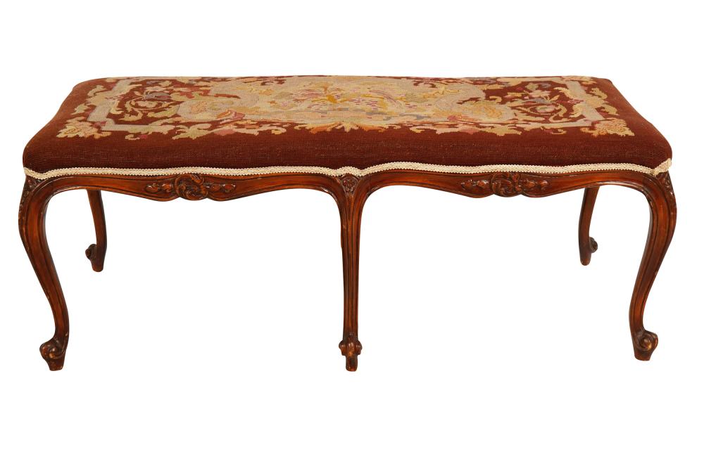 LOUIS XV-STYLE CARVED NEEDLEWORK-COVERED
