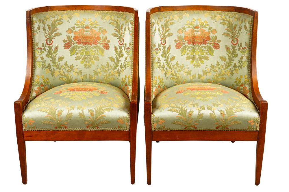 PAIR OF NEOCLASSIC TUB CHAIRScovered