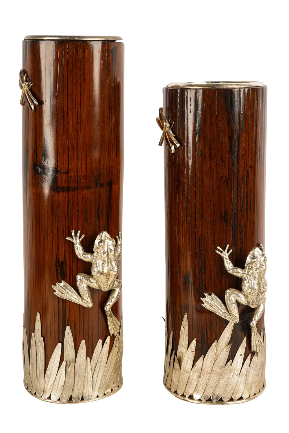 PAIR JAPANESE SILVER-MOUNTED BAMBOO