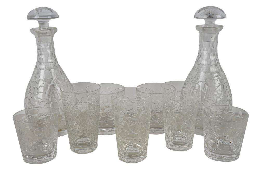 SET OF THARAUD DESIGNS ETCHED GLASSWAREcomprising 332410