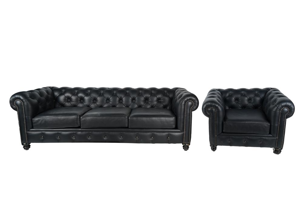CHESTERFIELD STYLE LEATHER SOFA 332409
