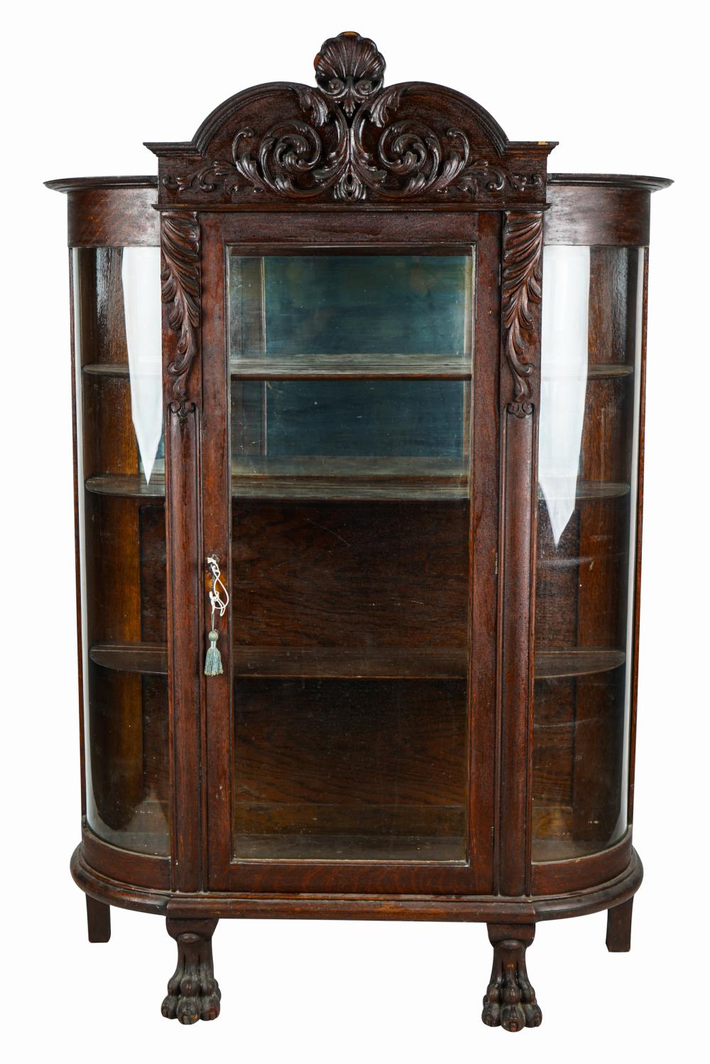 AMERICAN CARVED OAK VITRINE CABINET19th 332427