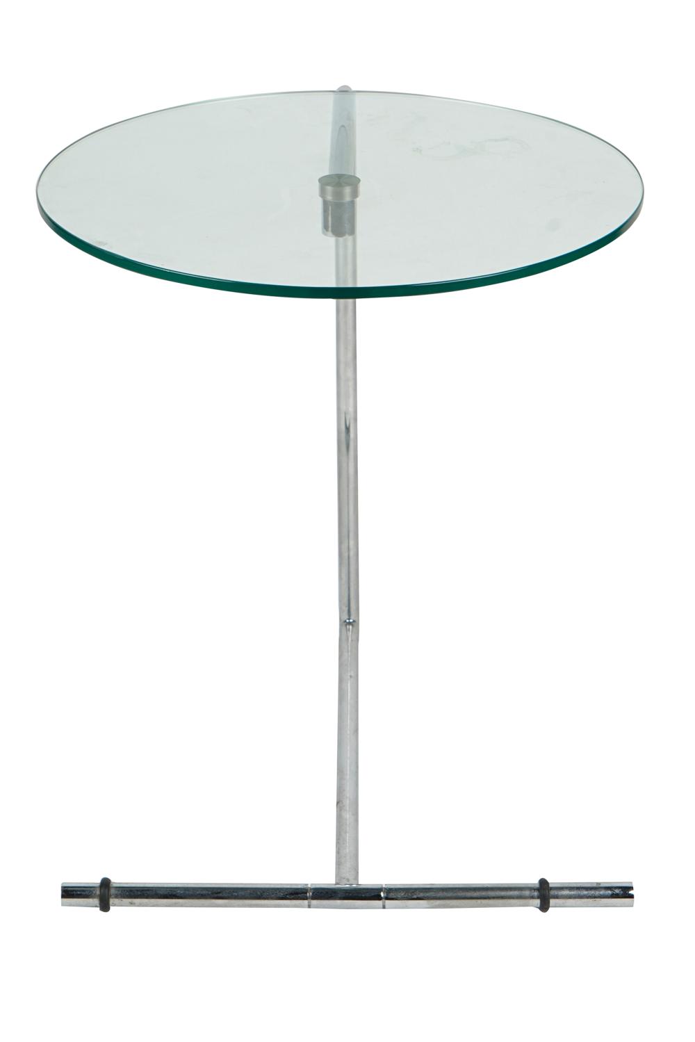 MODERN CHROME GLASS LAMP TABLEunsigned 332446