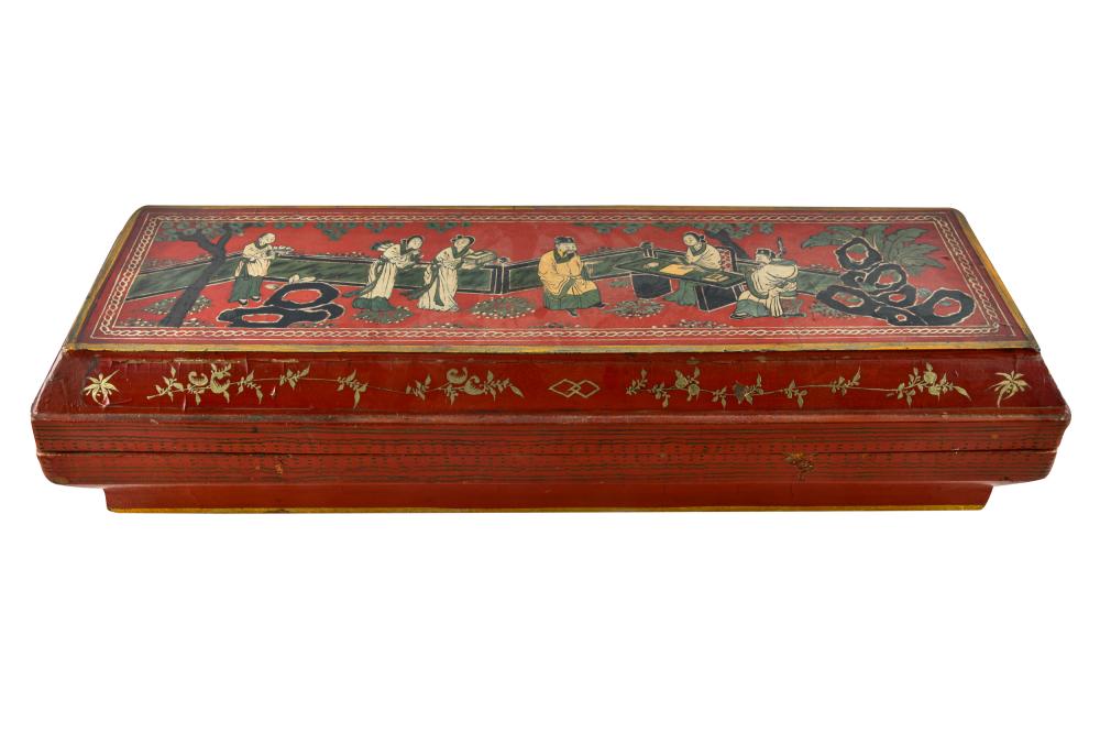 CHINESE LACQUERED WOOD SCROLL BOXthe 33245a