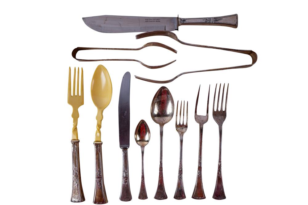 ART NOUVEAU SILVER FLATWARE SERVICEcomprising