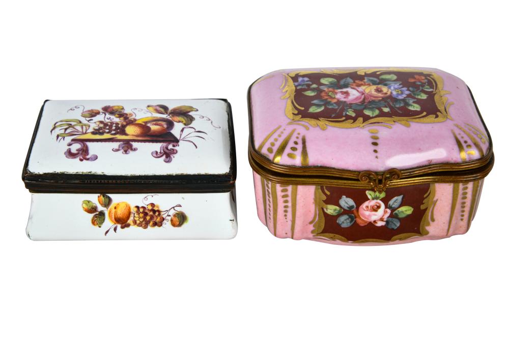 TWO CONTINENTAL ENAMEL TABLE BOXESone