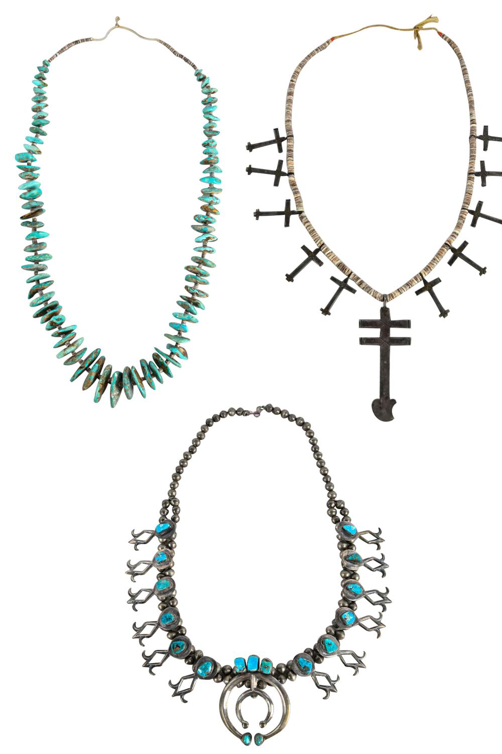 THREE SOUTHWEST NAVAJO STYLE NECKLACEScomprising: