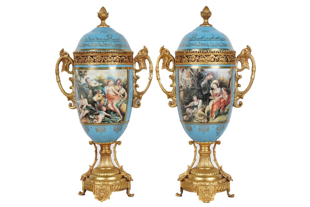 PAIR OF GILT METAL MOUNTED PORCELAIN 3324f3