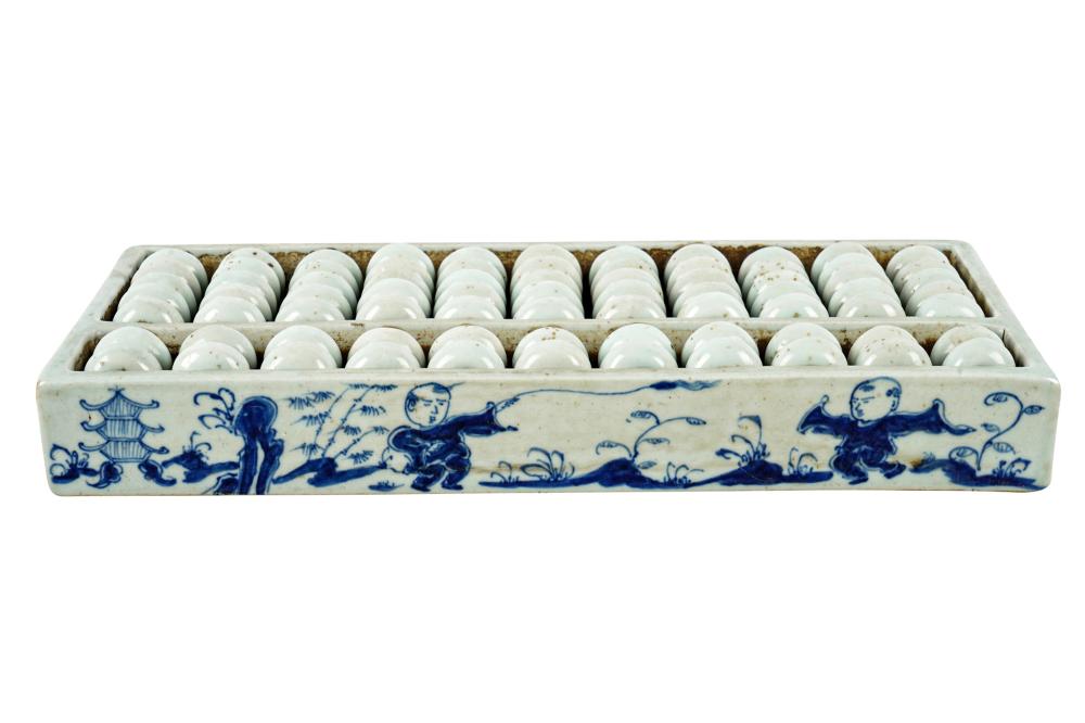 CHINESE BLUE & WHITE PORCELAIN ABACUSCondition: