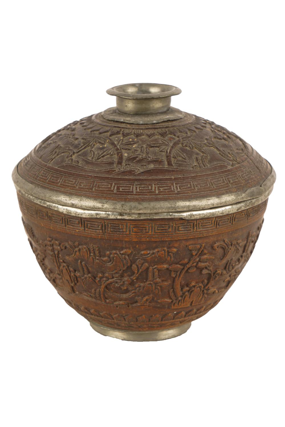 CHINESE CARVED COCONUT COVERED 33252c