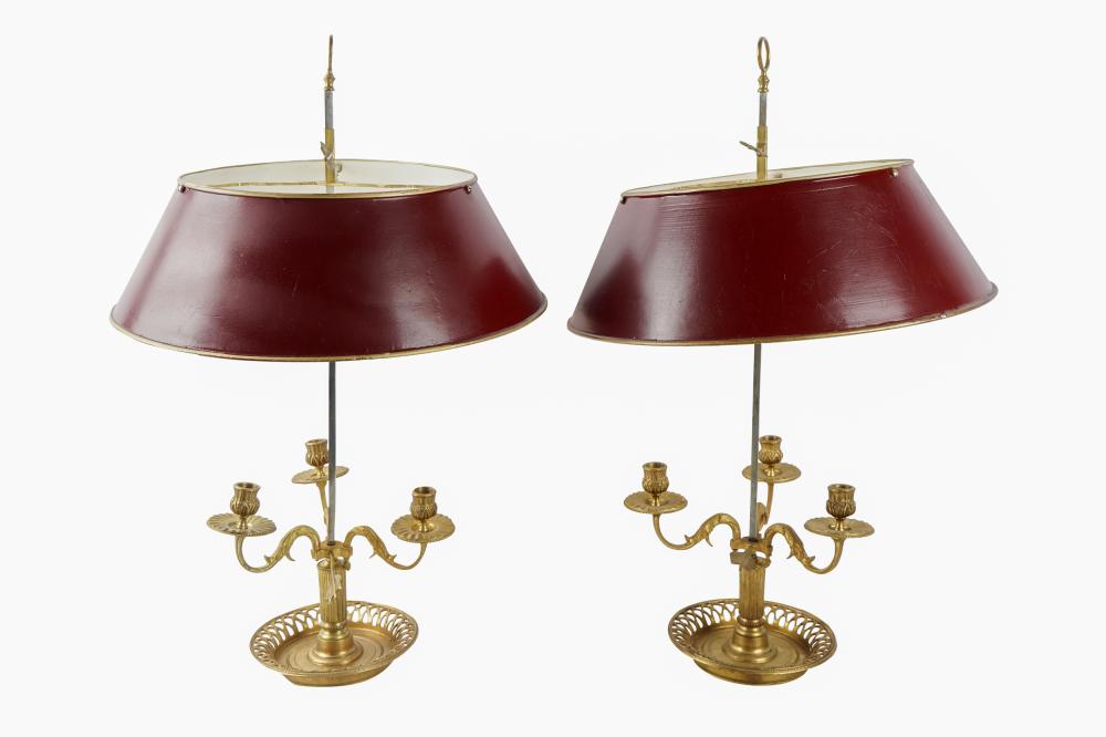 PAIR OF GILT METAL BOUILLOTTE LAMPSwith