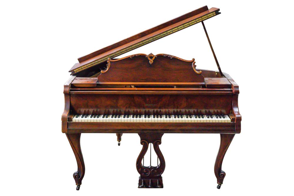 BRADBURY CARVED WALNUT GRAND PIANOserial 332585