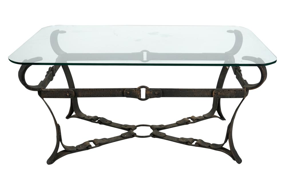 GLASS WROUGHT IRON COFFEE TABLEthe 33259a