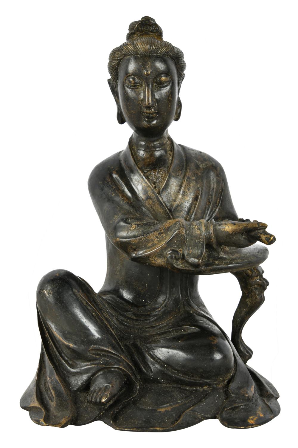 CHINESE BRONZE FIGURE OF A DEITYdepicted