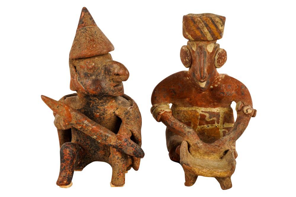 TWO PRIMITIVE STYLE POTTERY FIGURESthe