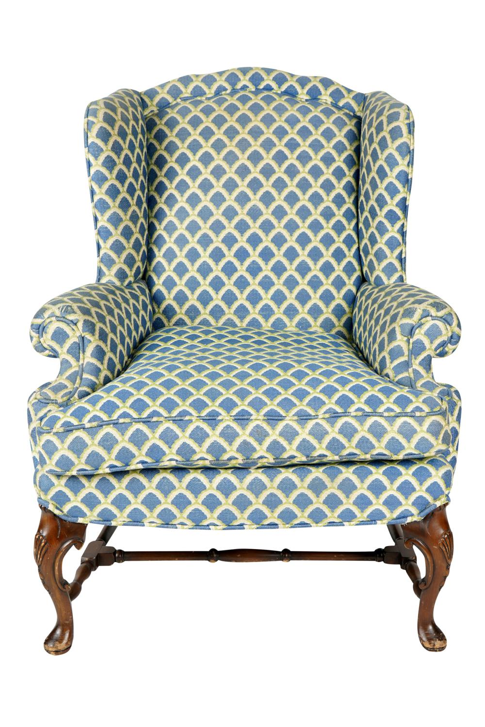 QUEEN ANNE STYLE ARMCHAIRcovered with