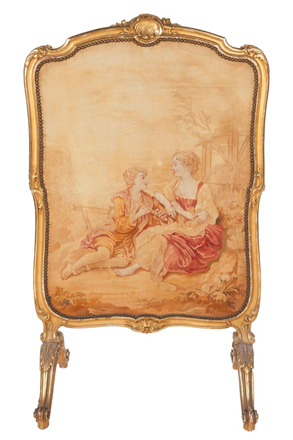 FRENCH GILTWOOD & TAPESTRY FIRE