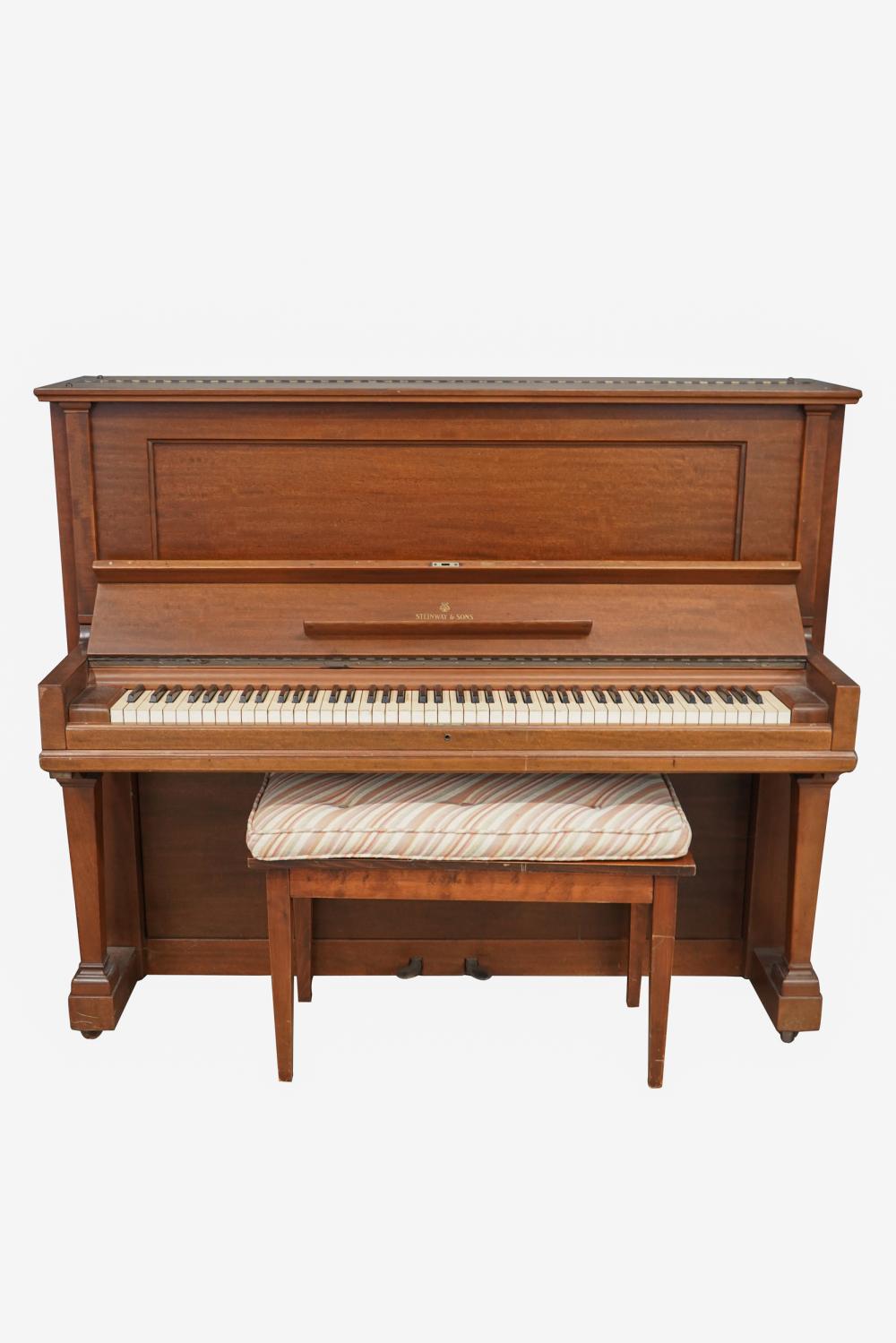 STEINWAY & SONS MAHOGANY UPRIGHT