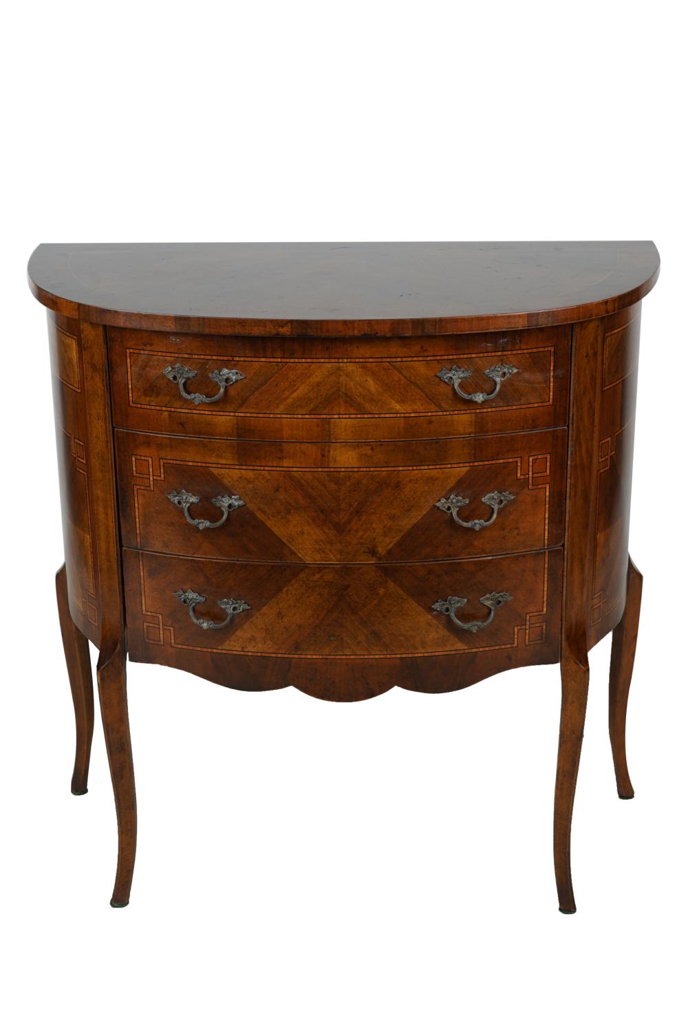 MAHOGANY DEMILUNE COMMODEwith three 332636