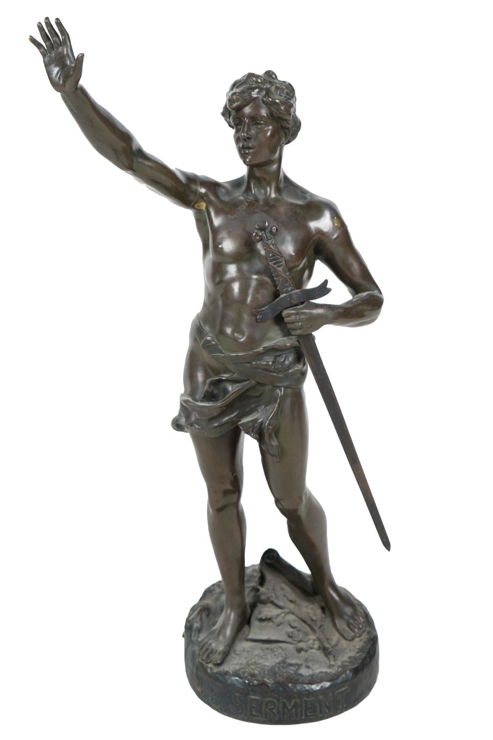 RUFFONY (20TH CENTURY): "LE SERMENT"bronze