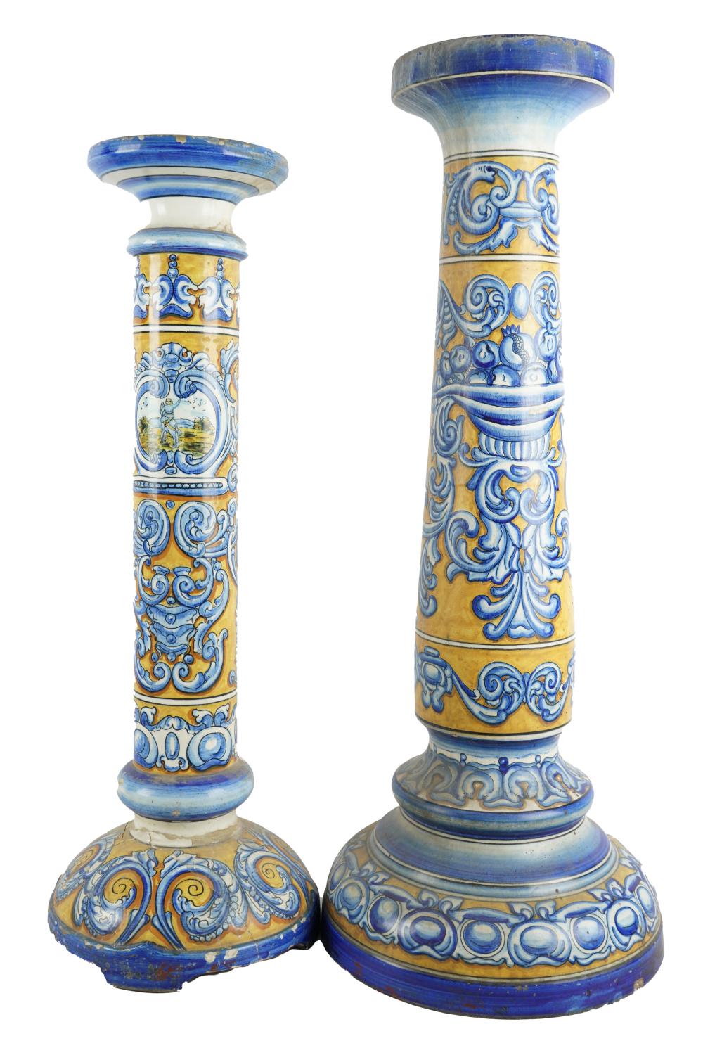 TWO FAIENCE CERAMIC PEDESTALSCondition  33265d