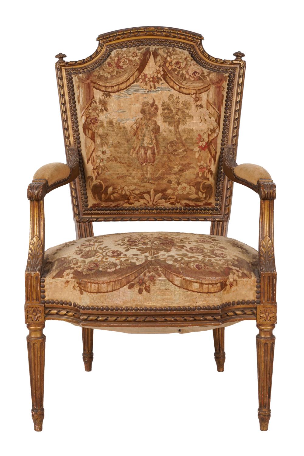 LOUIS XVI STYLE TAPESTRY FAUTEUILCondition: