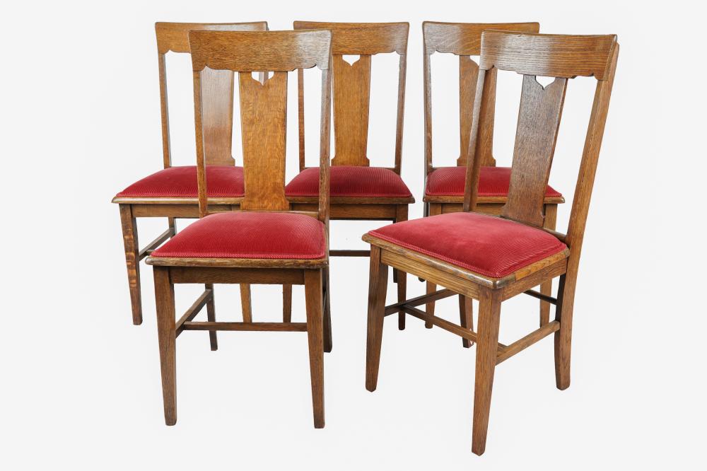 FIVE OAK DINING CHAIRSwith red 33267f