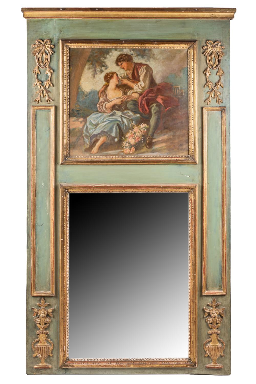 FRENCH GILT PAINTED TRUMEAU MIRRORCondition  3326b1