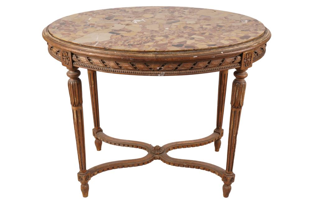 FRENCH MARBLE-INSET SALON TABLEin