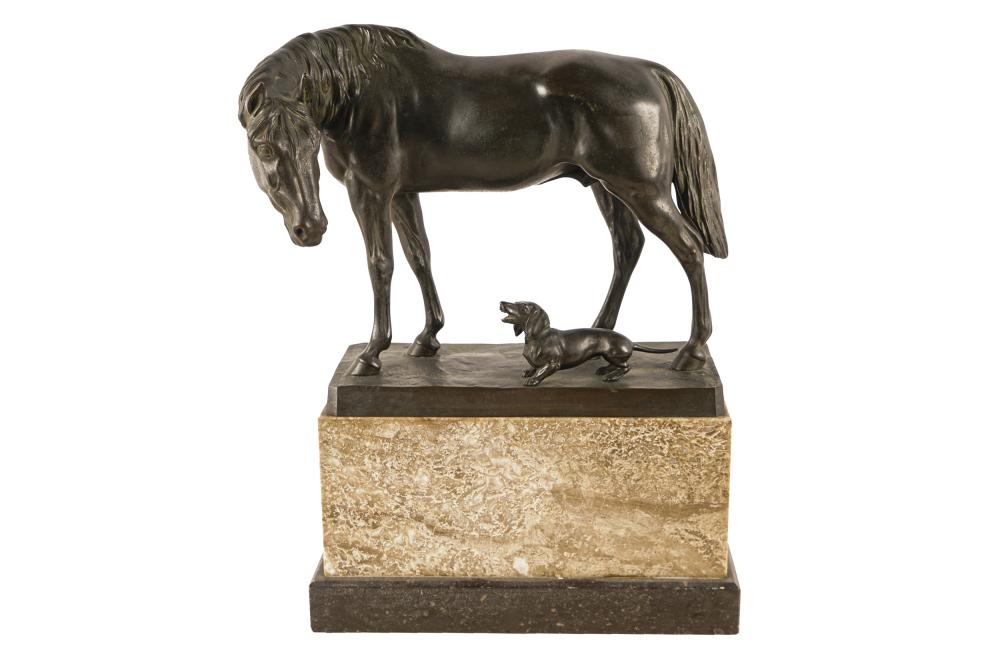 HANS GURADZE: "HORSE & DACHSHUND"bronze,